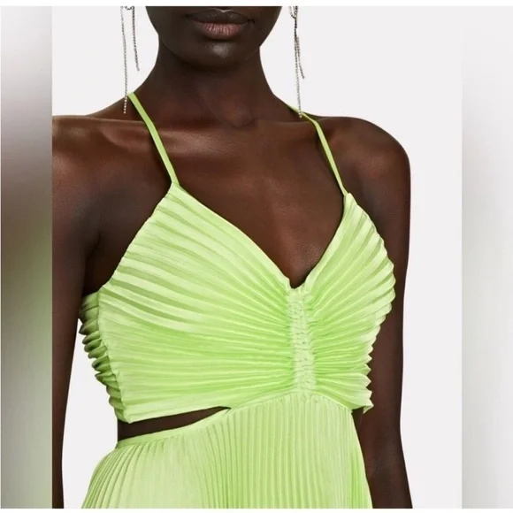 A.L.C. Ari Pleated Satin Mini Dress Green in Size 0 New with Tags! - Picture 3 of 13
